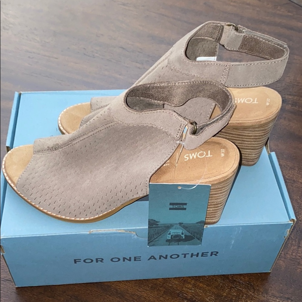 Toms leather open toe perforated booties